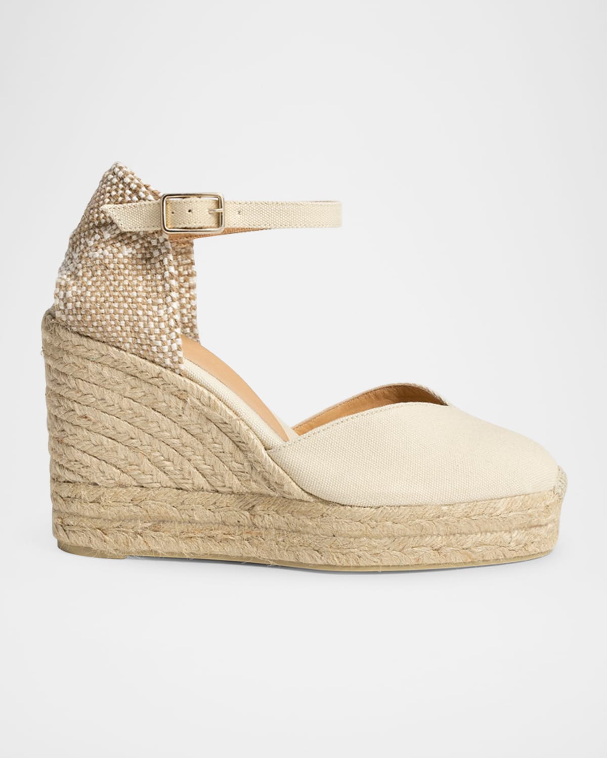 Shop Castaã±er Chiarita Canvas Wedge Espadrilles In Ivory