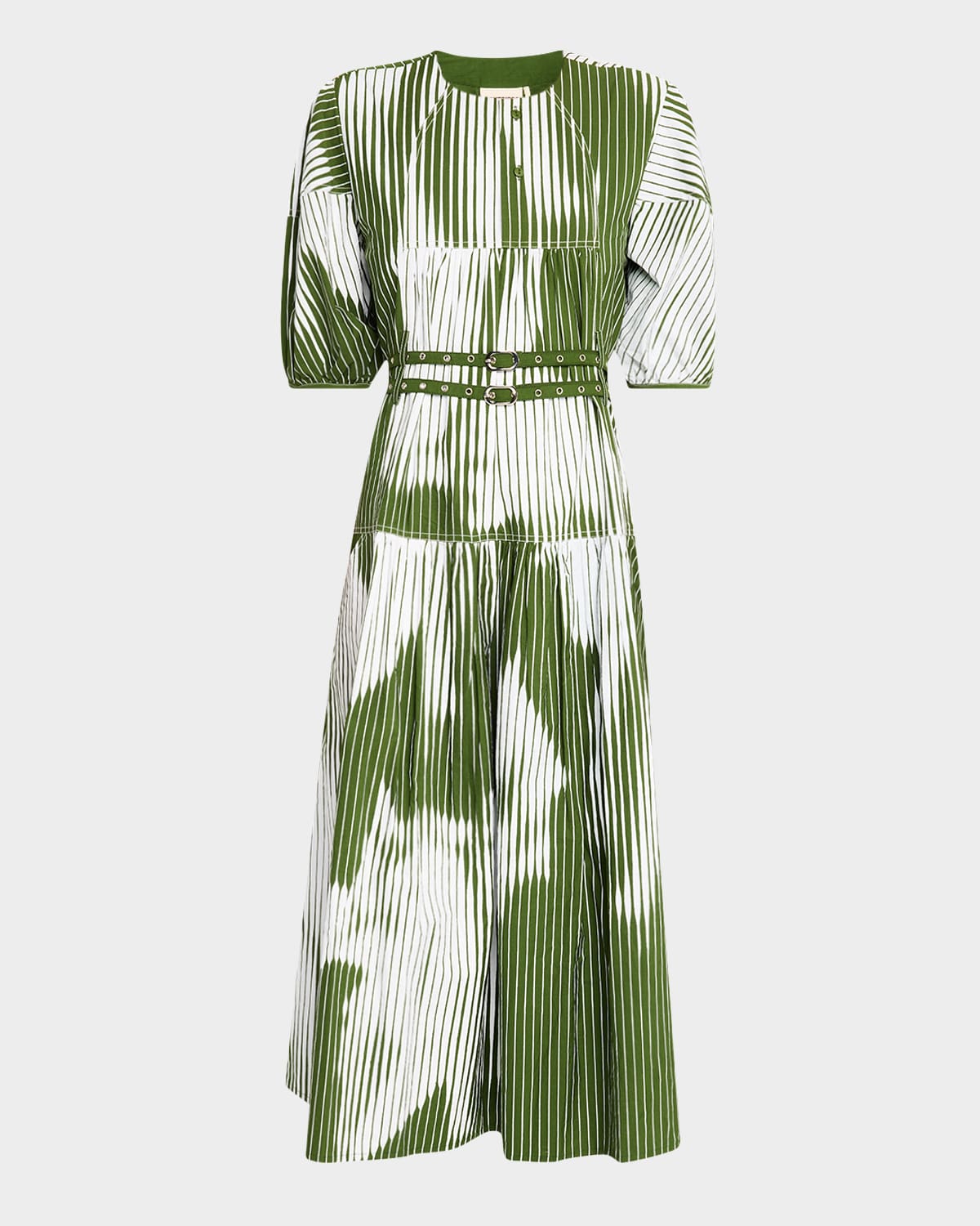 The Diana Belted Striped Cotton Midi Dress