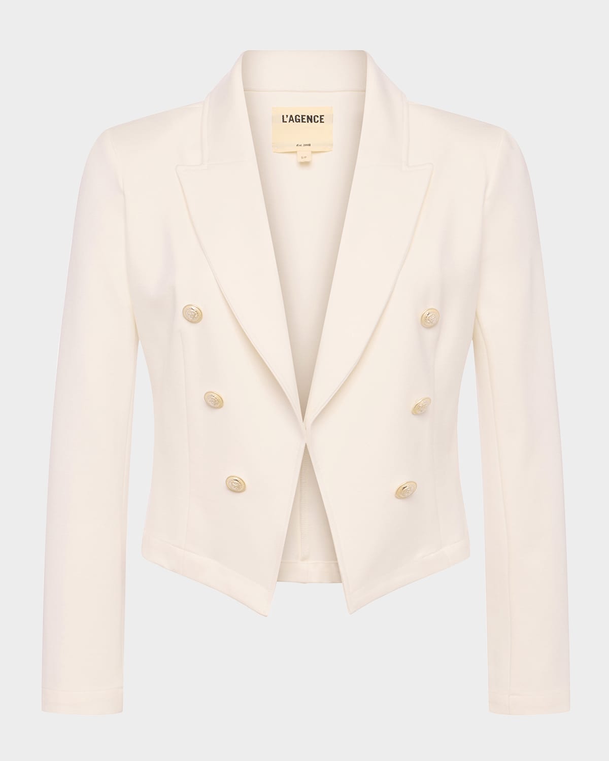 L Agence Wayne Cropped Jacket In Ivory