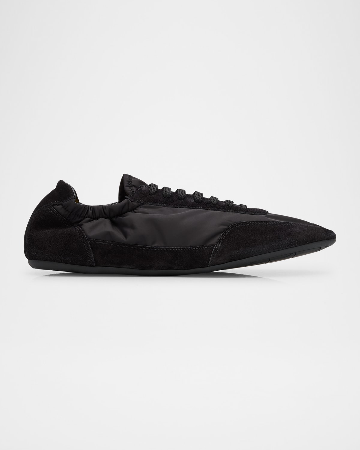 PRADA MEN'S COLLAPSE NYLON AND SUEDE LOW-TOP SNEAKERS 