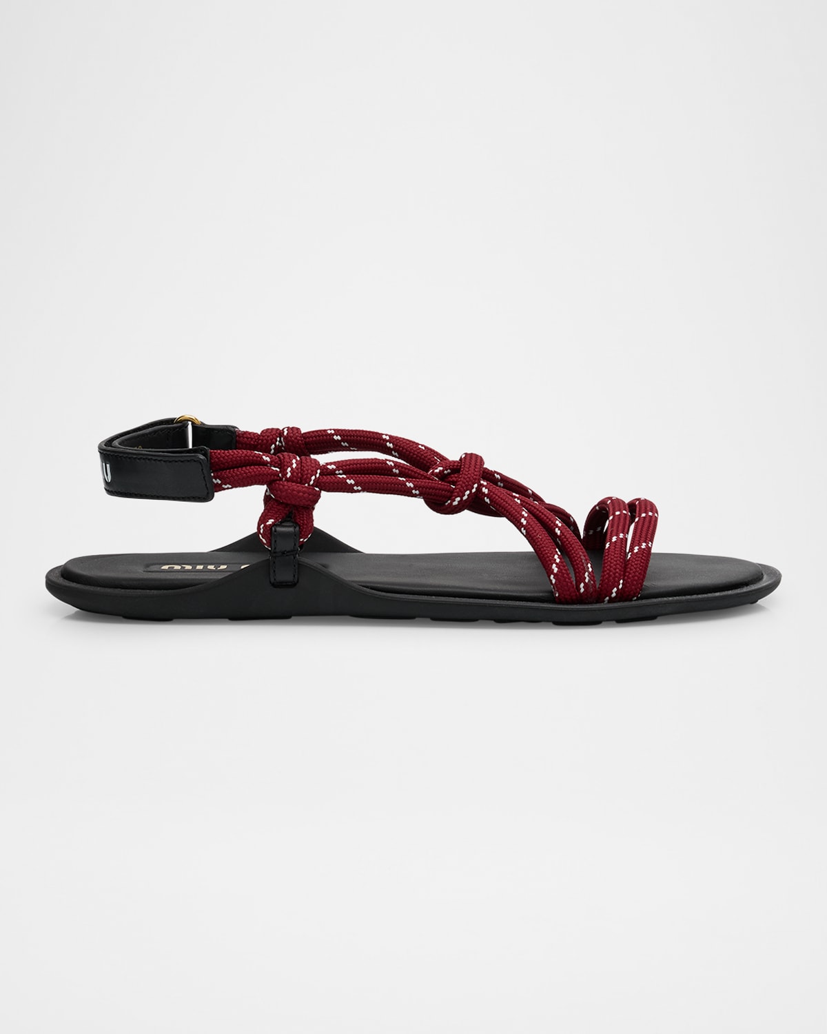 Miu Miu Nastro Cross Rope Grip-strap Sandals In Amaranto