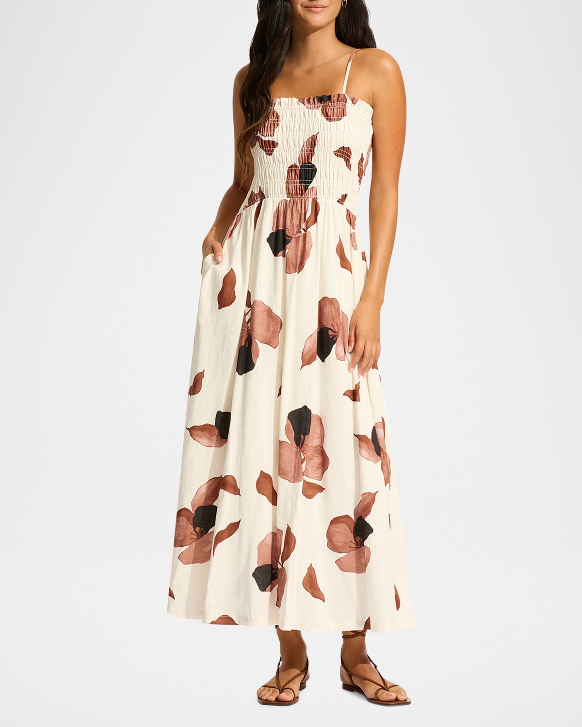 SEAFOLLY SECRET GARDEN SHIRRED MAXI DRESS 