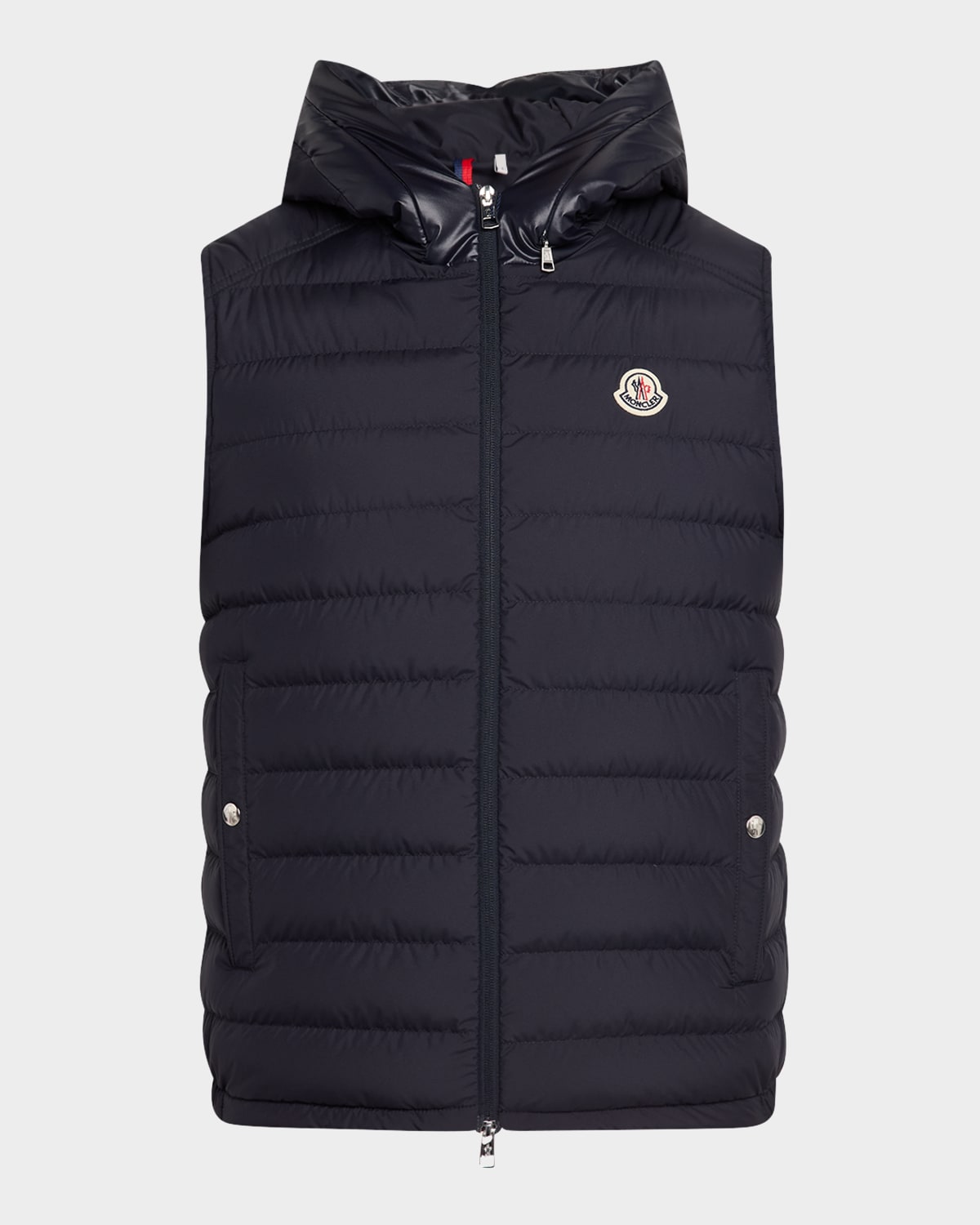Shop Moncler Men's Bourget Hooded Down Vest In Navy