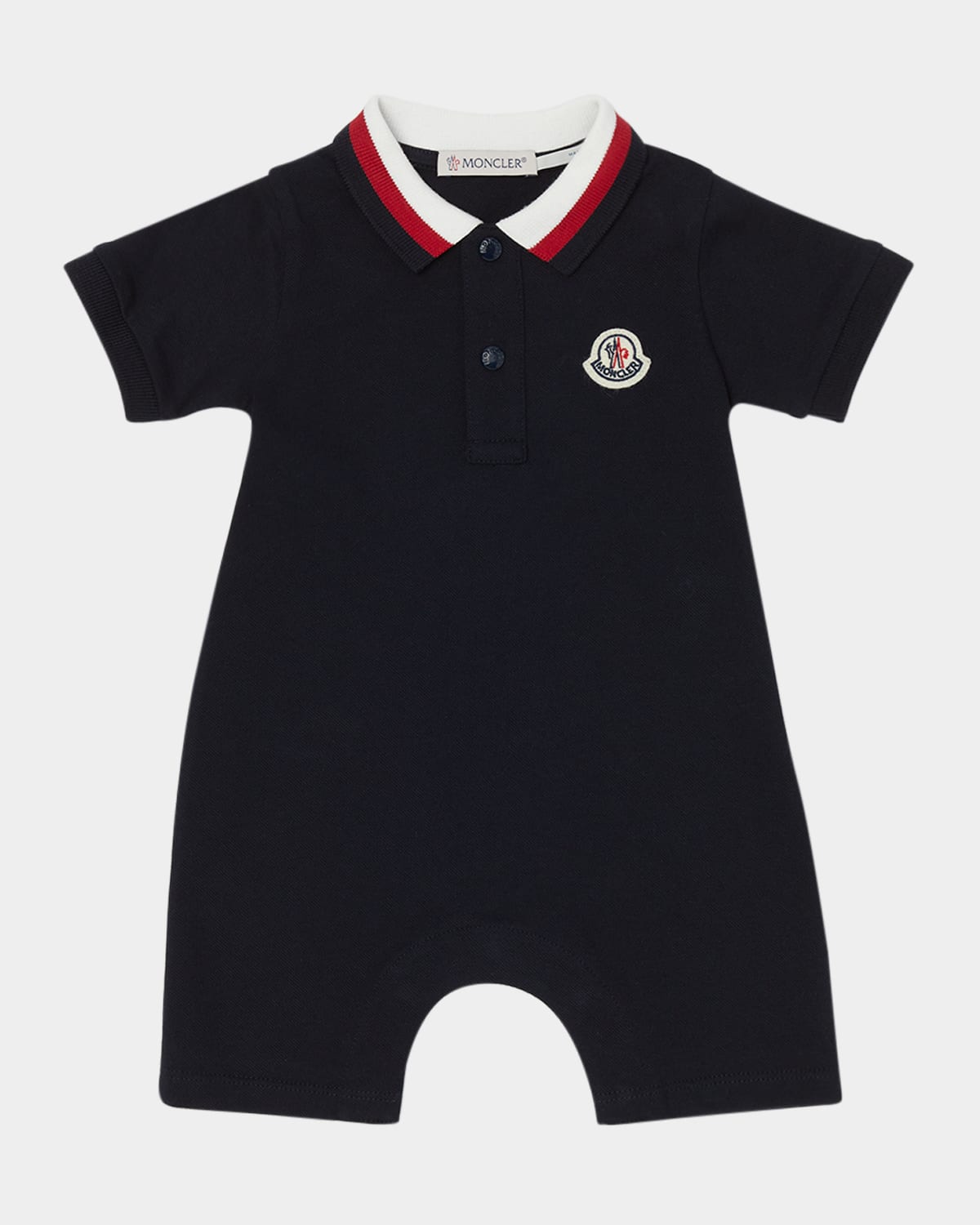 Moncler Boy's Pique Polo Playsuit In Navy Blue