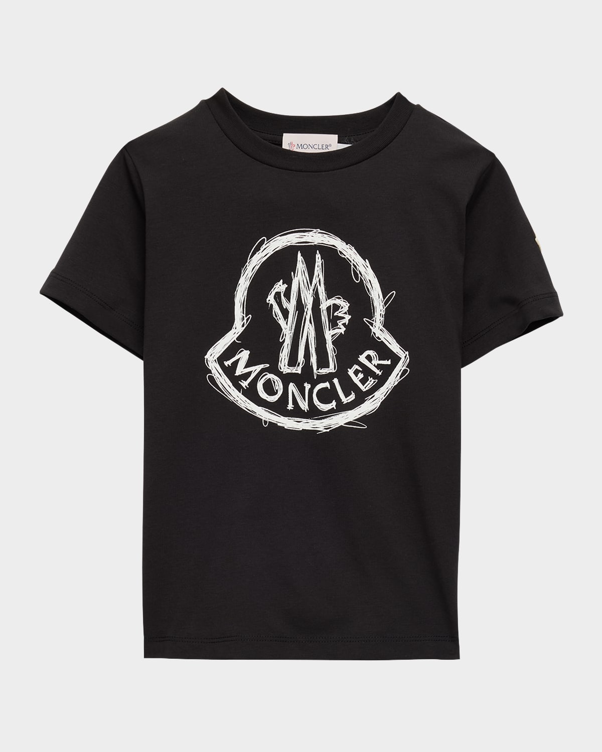 Moncler Boy's Scribble Bell Logo Short-sleeve T-shirt In Black