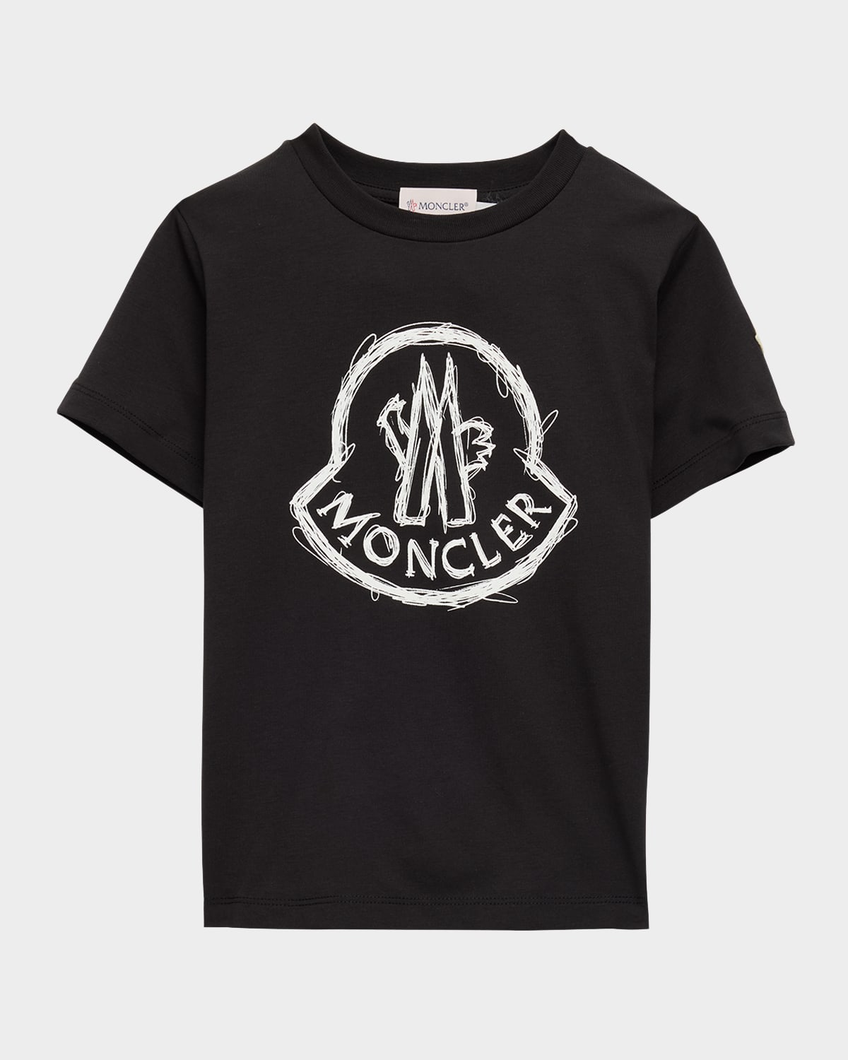 Moncler Boy's Scribble Bell Logo Short-sleeve T-shirt In Black