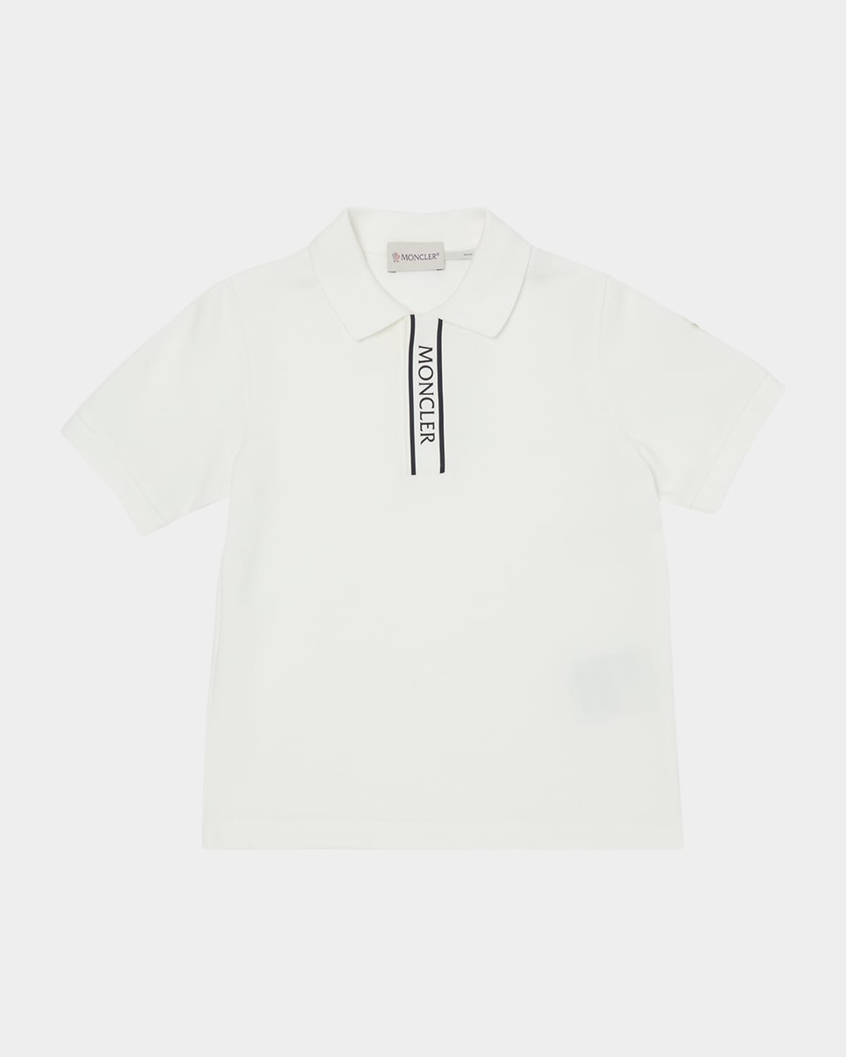 Moncler Boy's Logo-print Polo Shirt In White