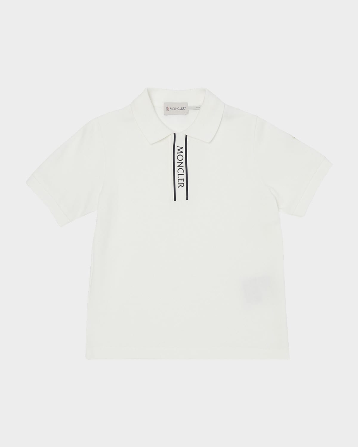 Moncler Boy's Logo-print Polo Shirt In White