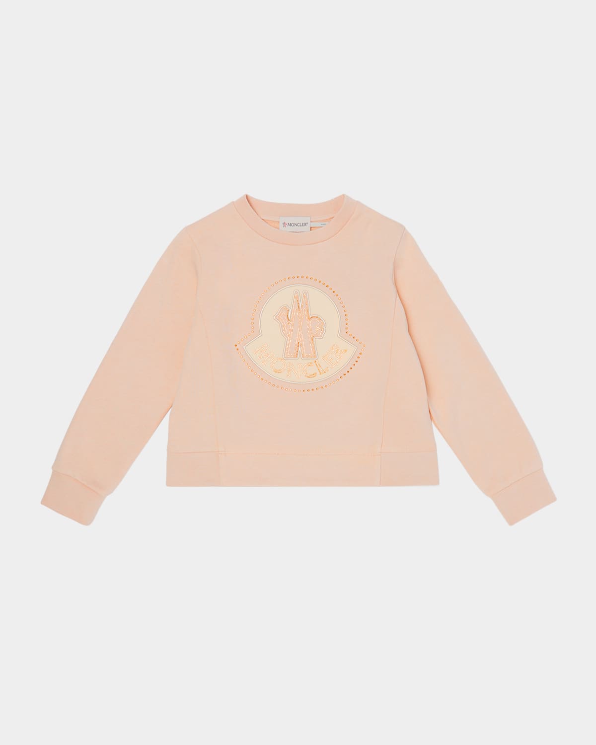 Moncler Girl's Sweatshirt W/ Studded Logo-bell In Light Pink