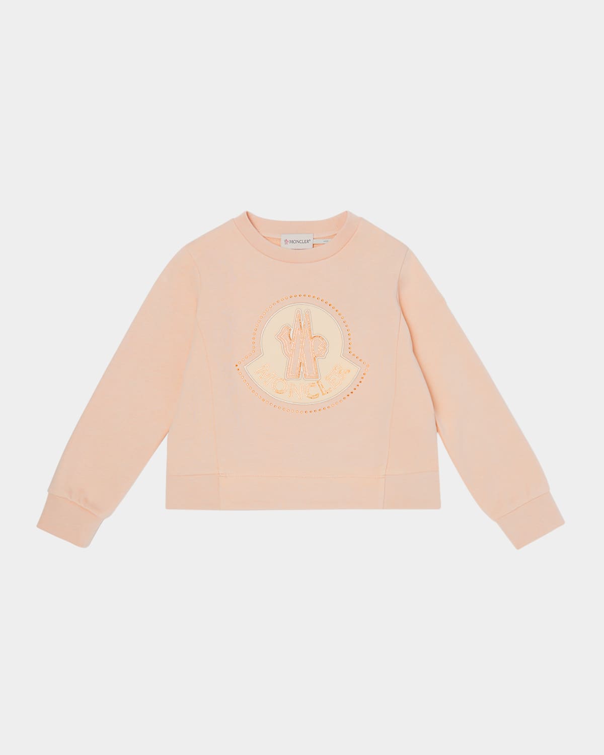 Moncler Girl's Sweatshirt W/ Studded Logo-bell In Light Pink