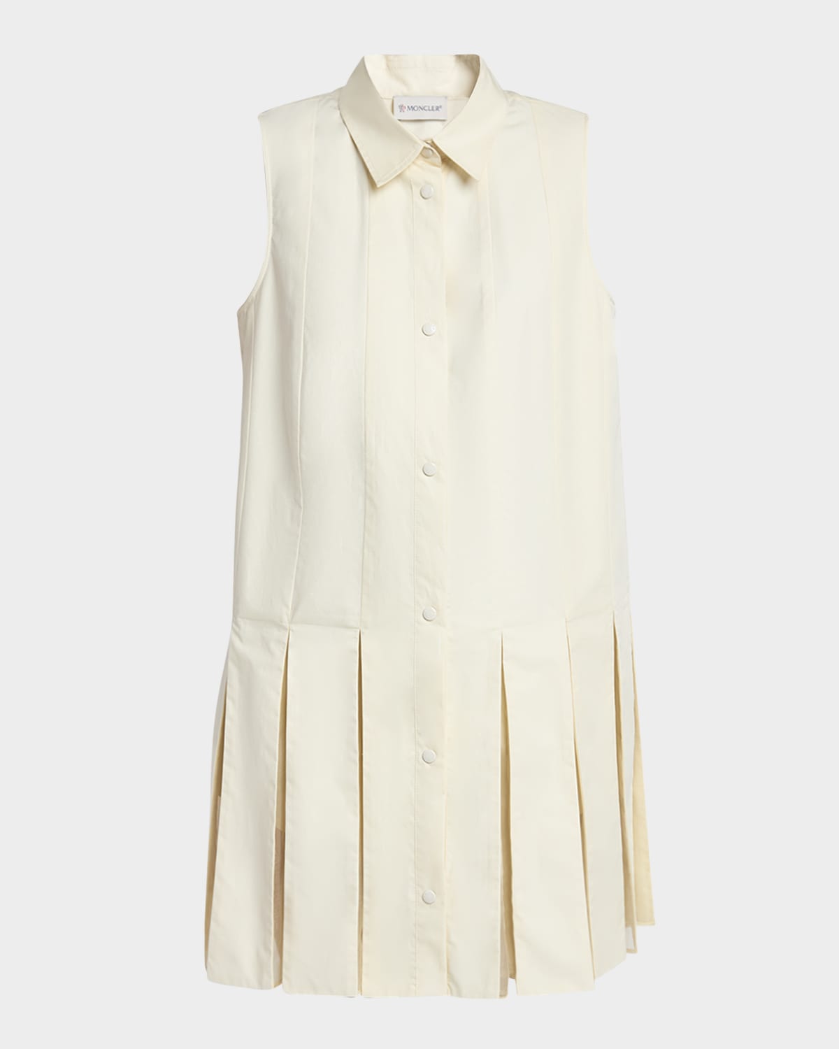 MONCLER SNAP-FRONT SLEEVELESS GODET DRESS 