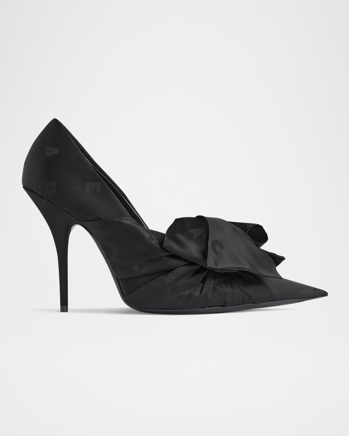 Balenciaga Knife Lavalière Logo Jacquard Bow Pumps In 1000 Black