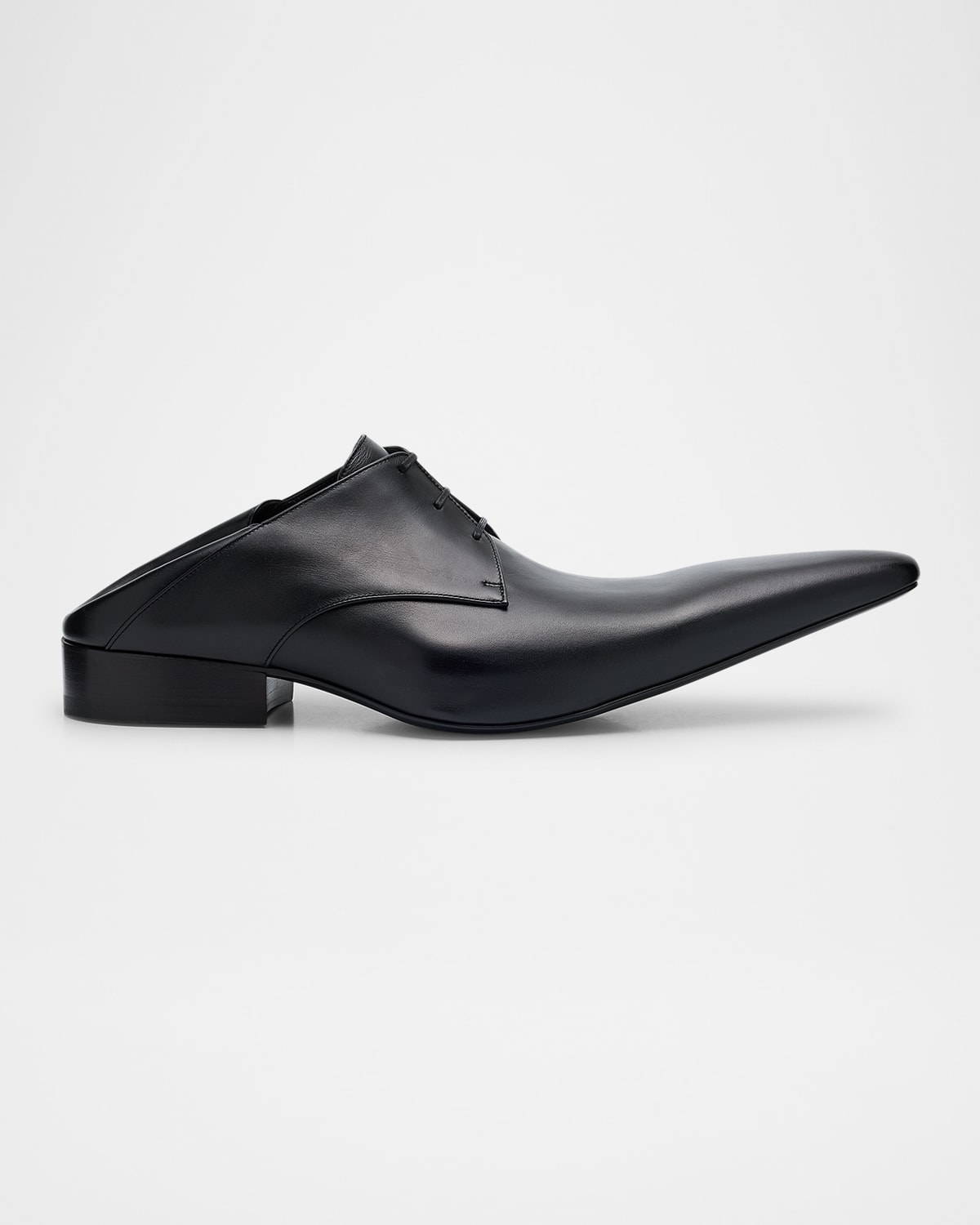 Shop Balenciaga Men's Opera Calfskin Pointed-toe Derby Shoes In 1000 Black