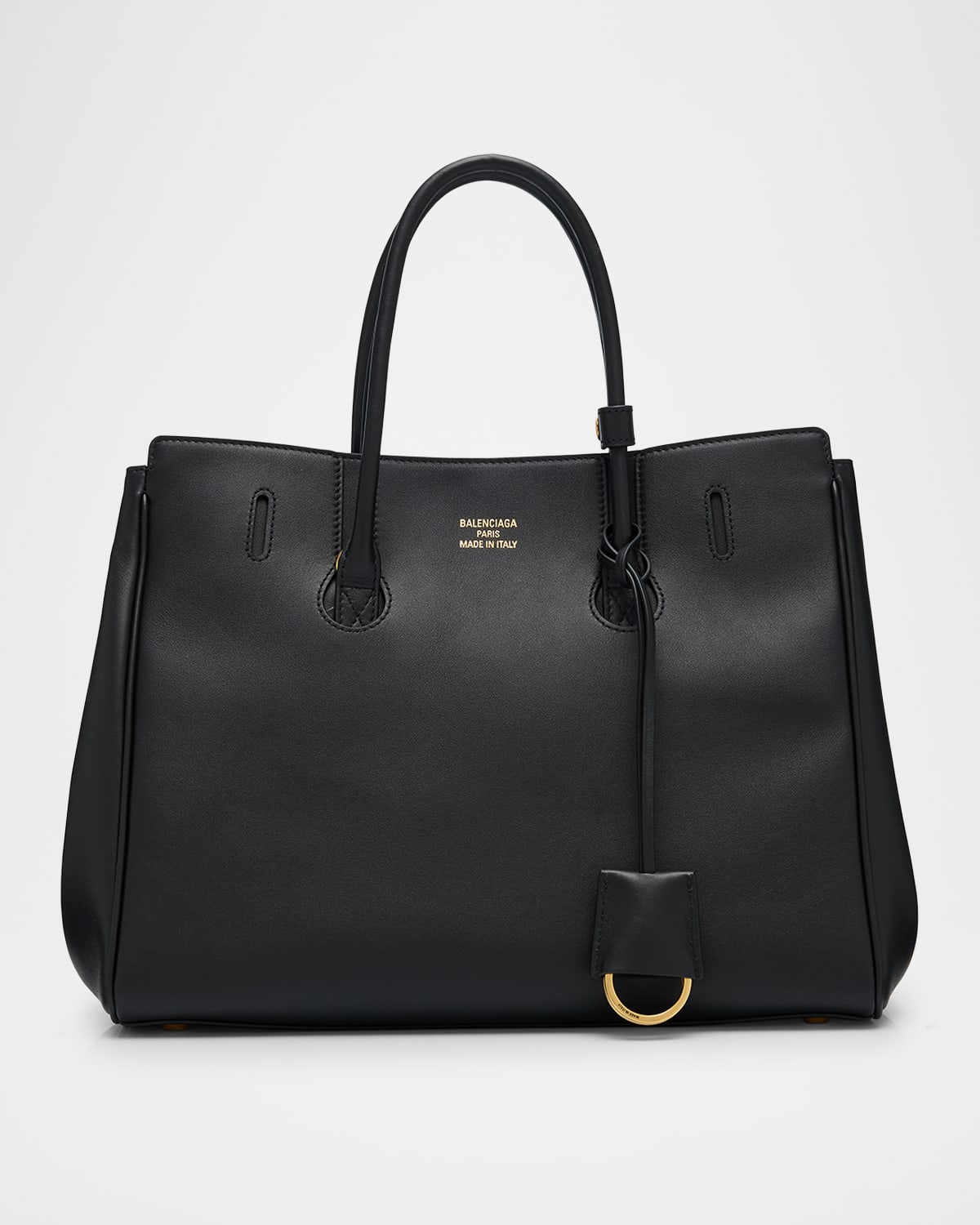 Balenciaga Women Black Leather Mini Carry All Hampton Shopping Bag In Black
