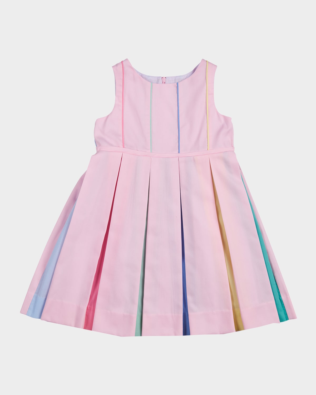 Florence Eiseman Kids' Girl's Multicolor Pleated Sleeveless Pique Dress In Pink