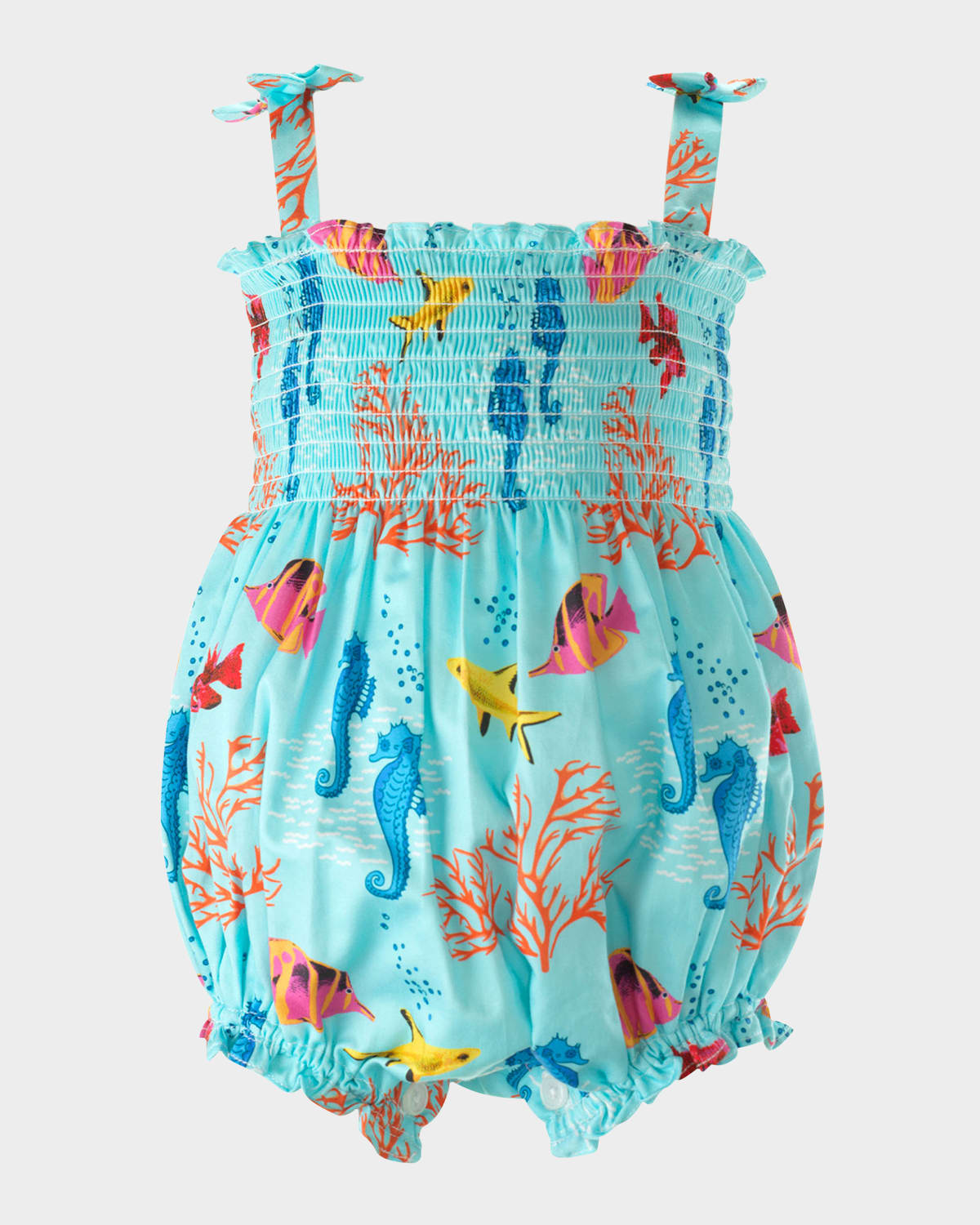 Rachel Riley Girl's Coral Reef Bubble Romper In Blue
