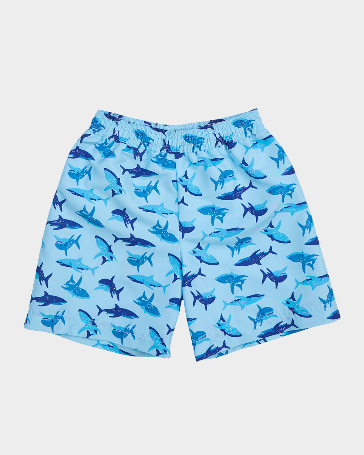 Florence Eiseman Kids' Boy's Shark-print Swim Shorts In Blue