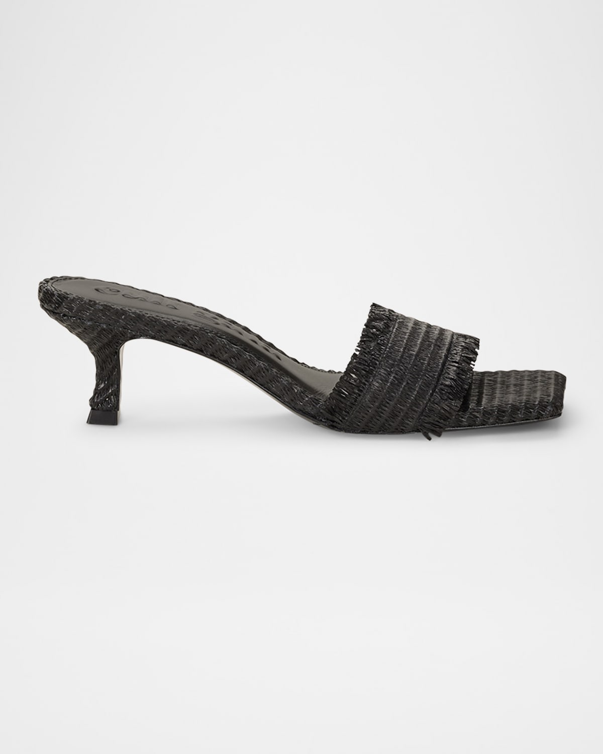 Cult Gaia Ada Frayed Kitten Mule Sandals In Black
