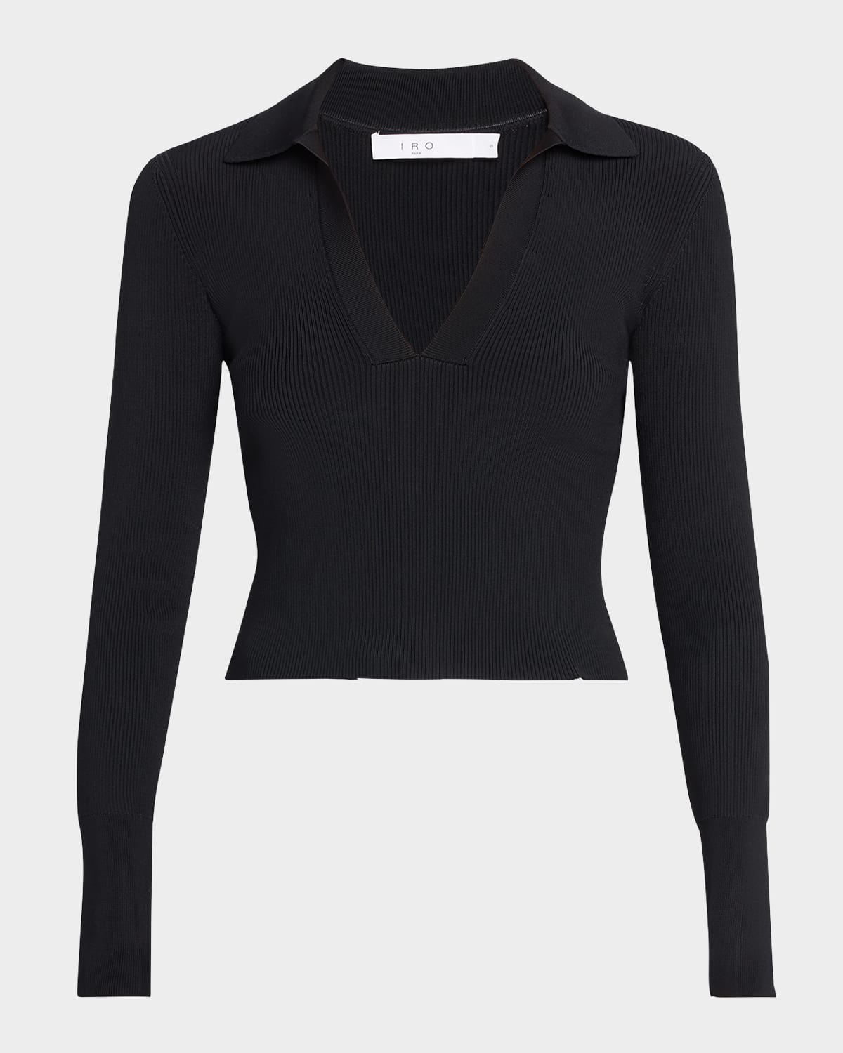 Iro Fitted Long-sleeve Top With Deep V-neckline In Black