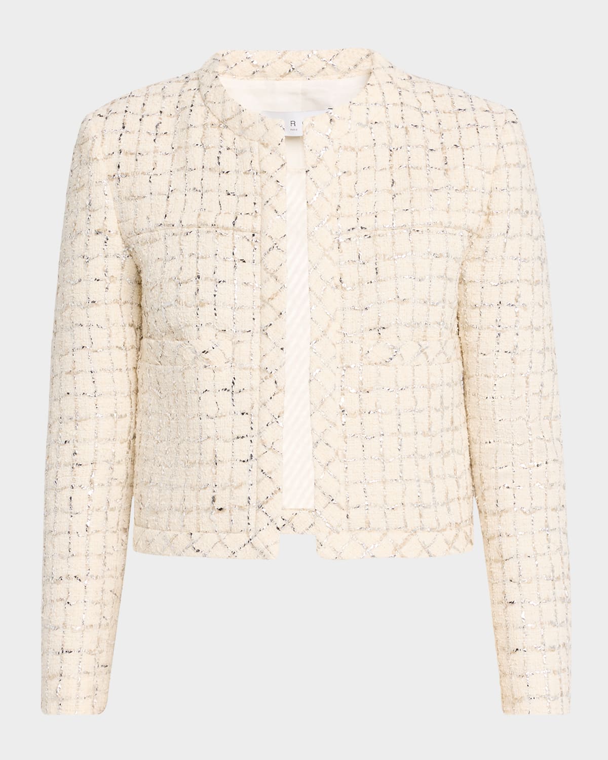 Iro Simanaspe Metallic Check Jacket In Ecrusilver