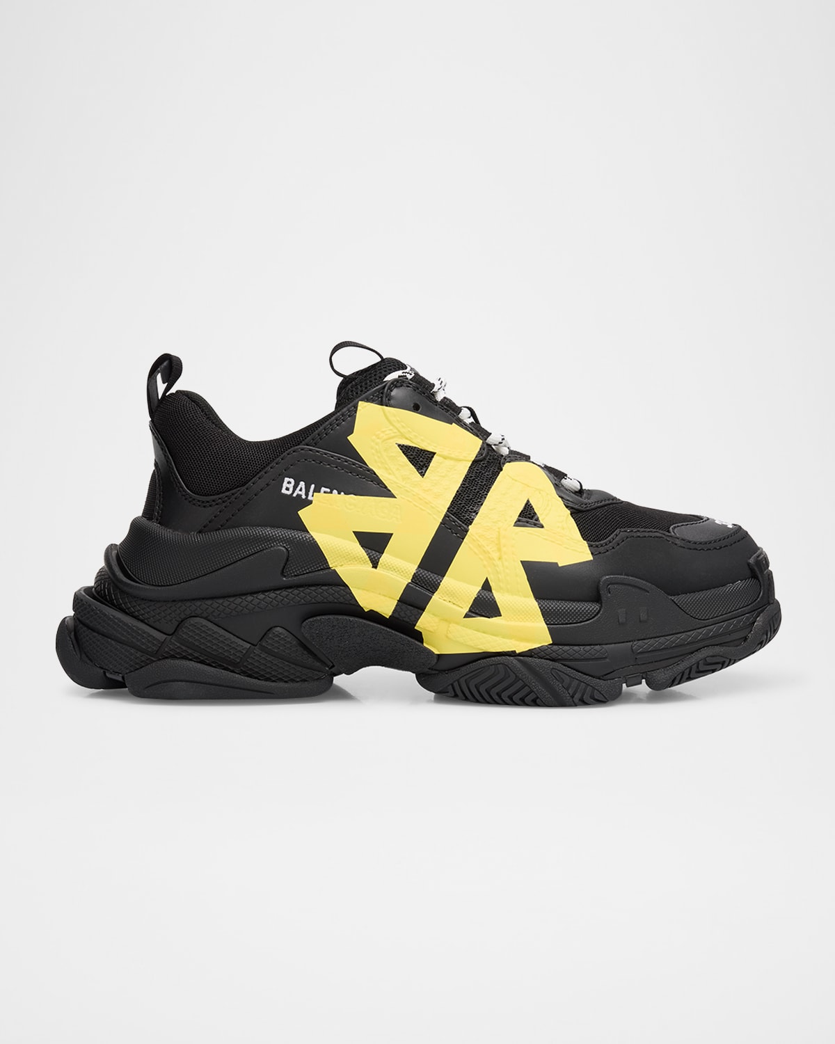Balenciaga Triple S Tape Type Sneakers In 1070 Black/yellow