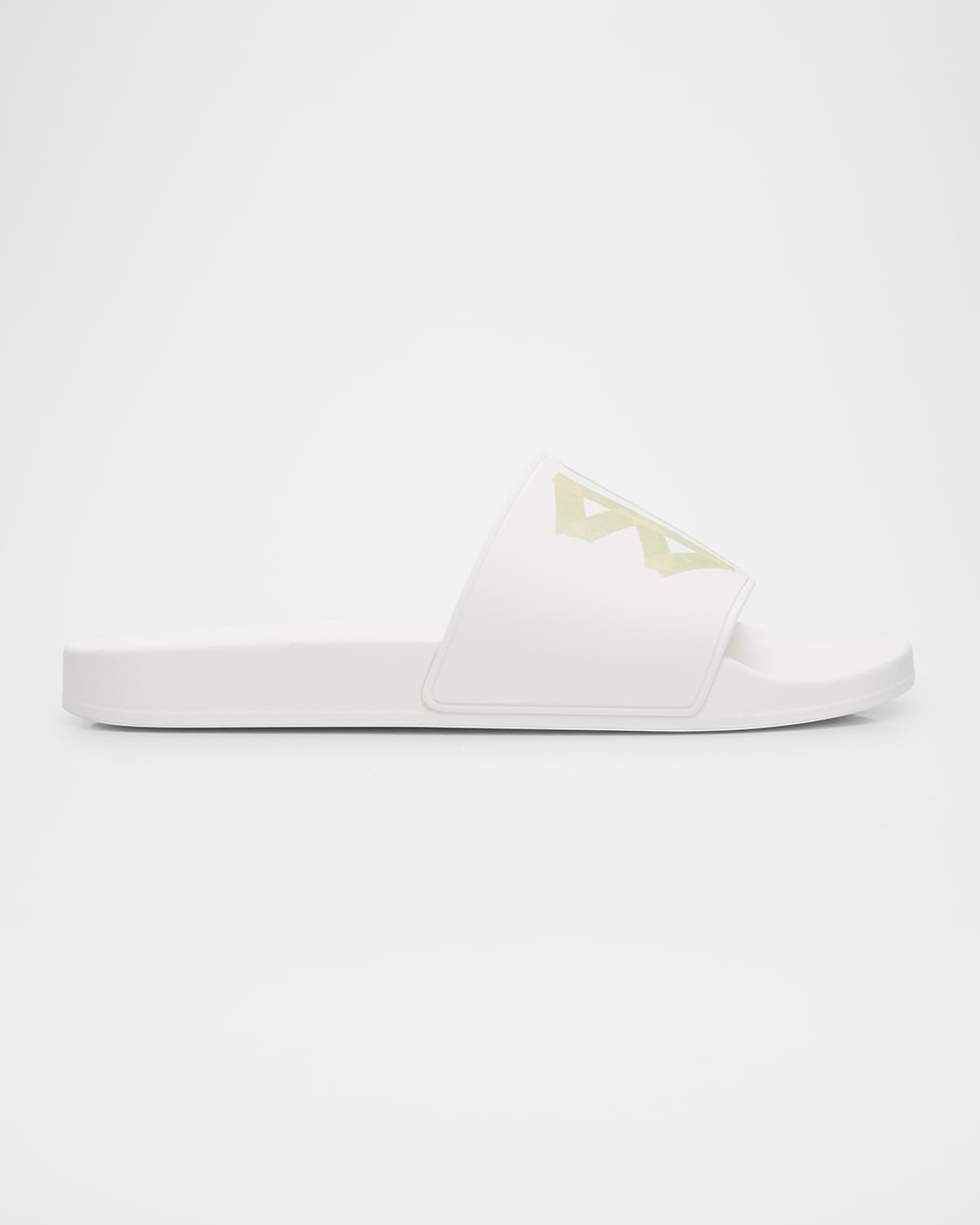 Balenciaga Slide Logo Flip Flops In 9070 White/yellow