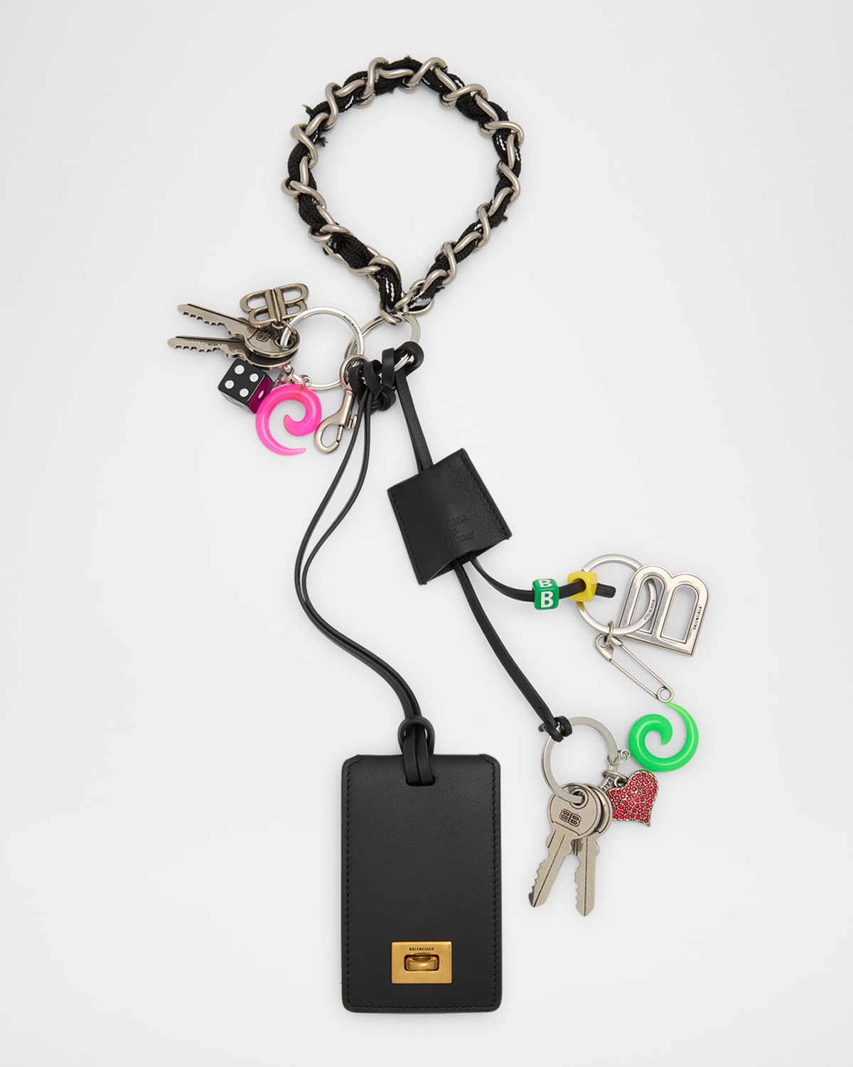 Balenciaga Rodeo Full Charm Tag Keyring In Black