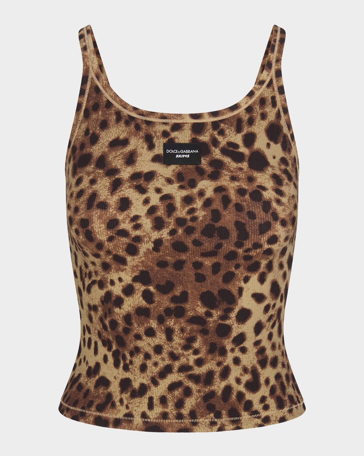 Dolce & Gabbana X Skims Cotton Rib Tank In Leopard