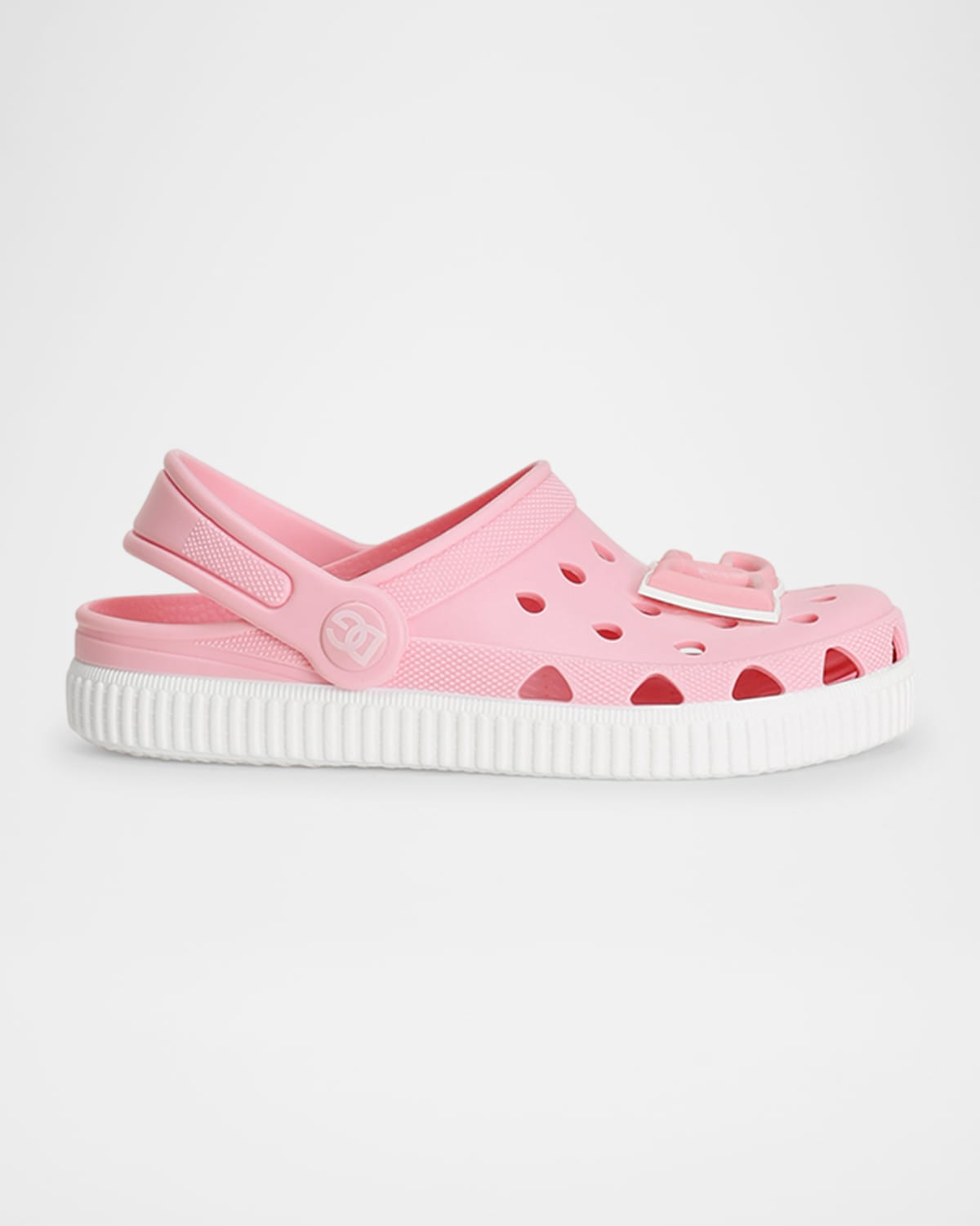 Shop Dolce & Gabbana Girl's Dg Logo Holed Clogs, Baby/toddler/kids In Rosa