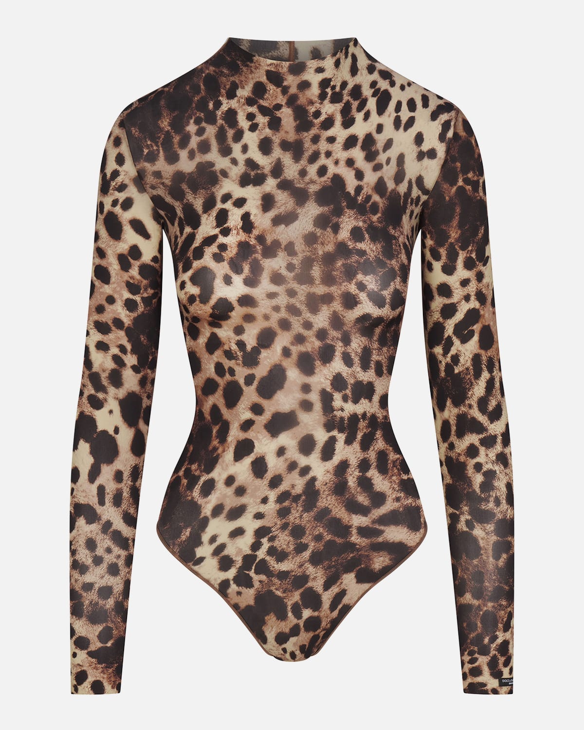 Dolce & Gabbana X Skims Milky Sheer Turtleneck Bodysuit In Leopard