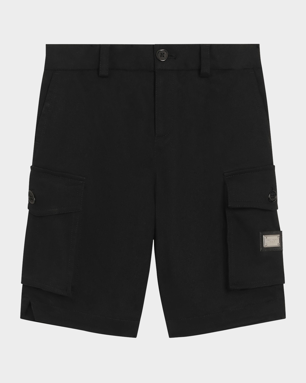 Dolce & Gabbana Boy's Branded Bermuda Cargo Shorts In Nero