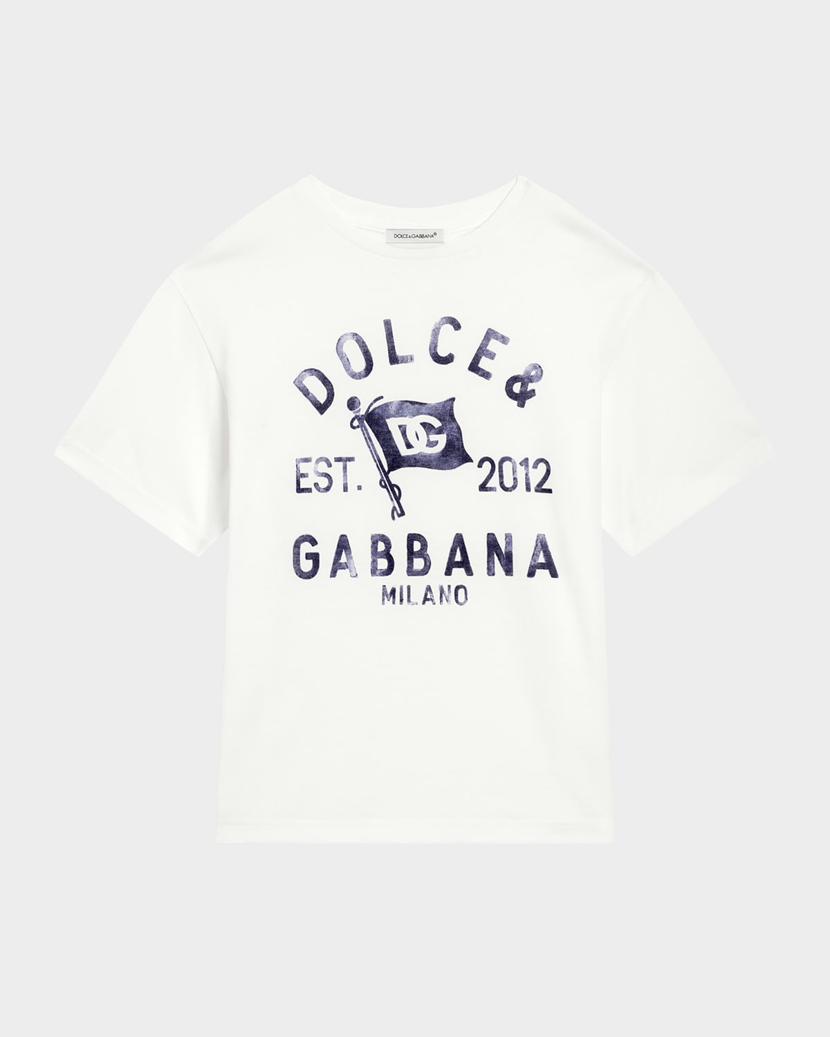 Dolce & Gabbana Boy's Logo-print T-shirt In Bianco