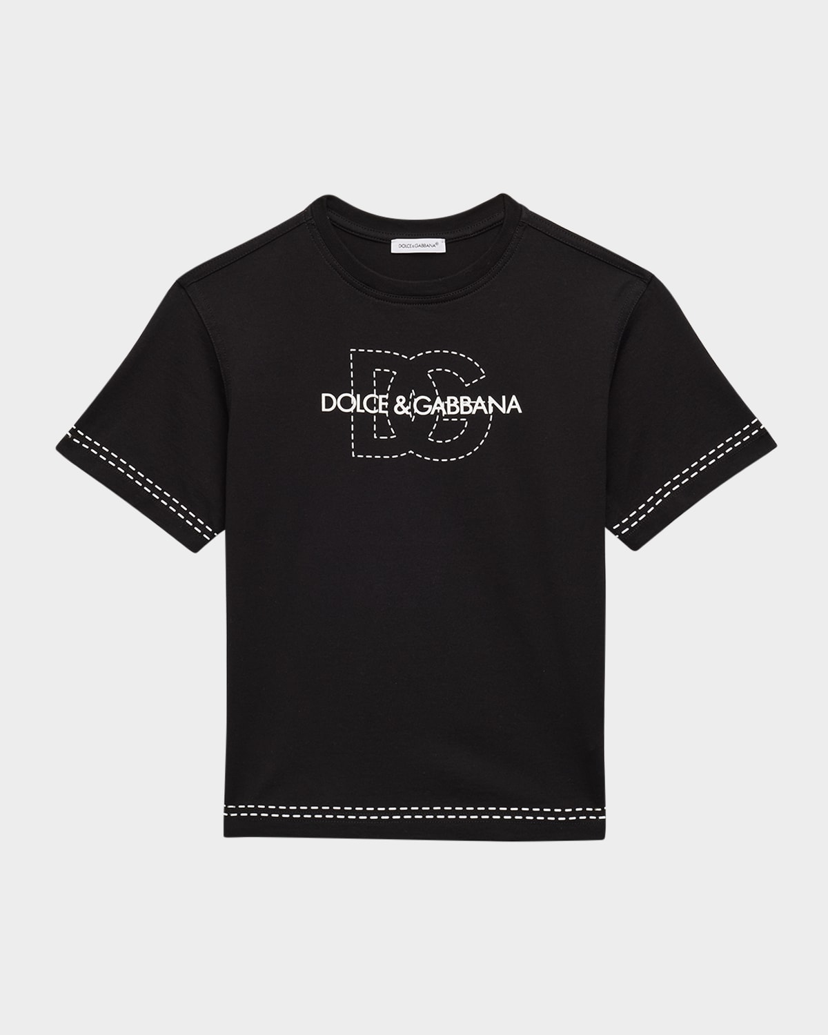 DOLCE & GABBANA BOY'S INTERLOCKED STITCHED LOGO-PRINT T-SHIRT 