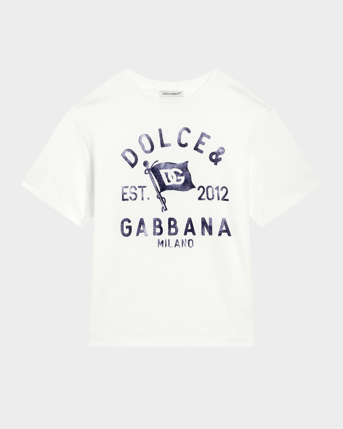 Dolce & Gabbana Boy's Logo-print T-shirt In Bianco