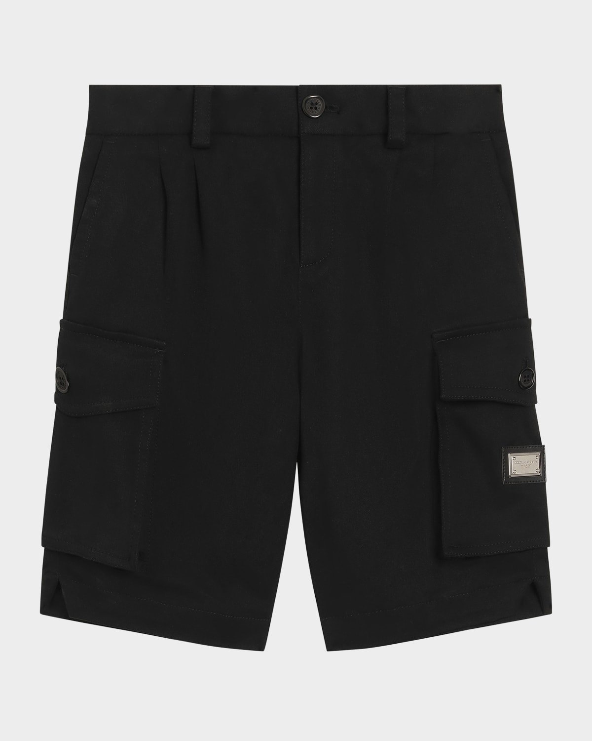 Dolce & Gabbana Boy's Branded Bermuda Cargo Shorts In Nero