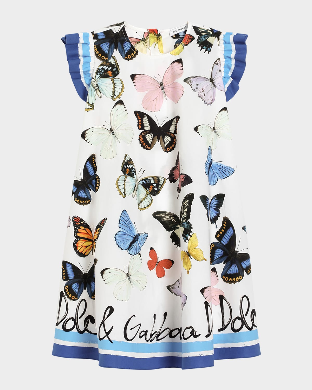 Dolce & Gabbana Butterfly-print Dress In White Prnt