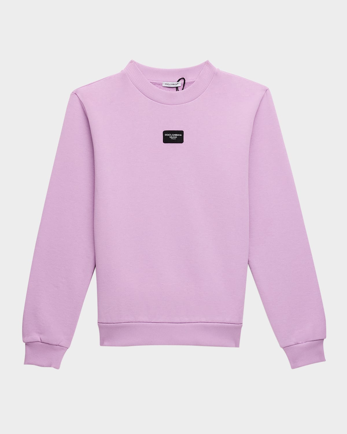 Dolce & Gabbana Girl's Rubber Logo Patch Sweatshirt In Light Purp