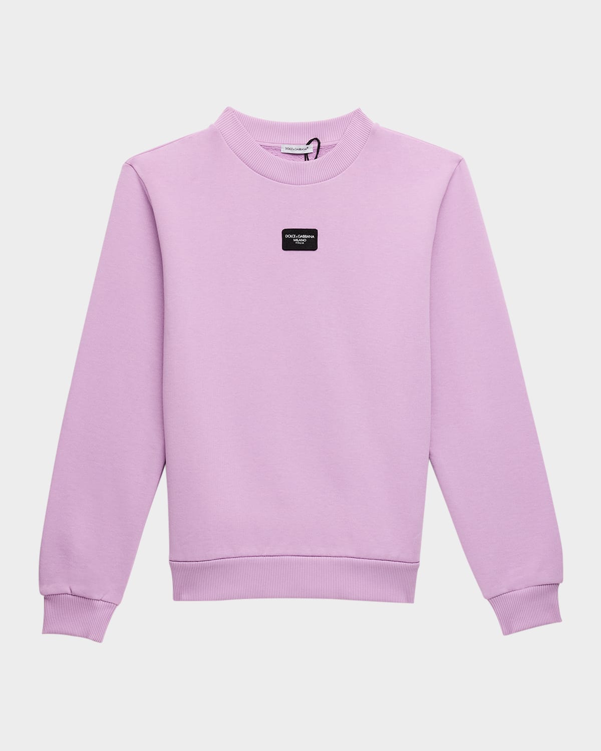Dolce & Gabbana Girl's Rubber Logo Patch Sweatshirt In Light Purp
