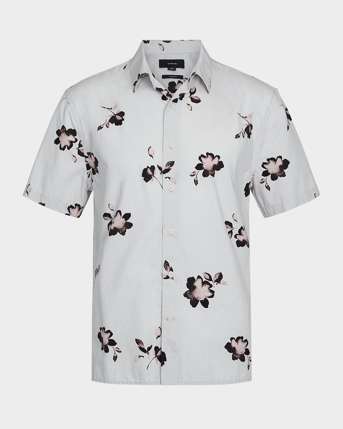 Vince Men's Cascading Floral Sport Shirt In Dove Grey/pink Haze