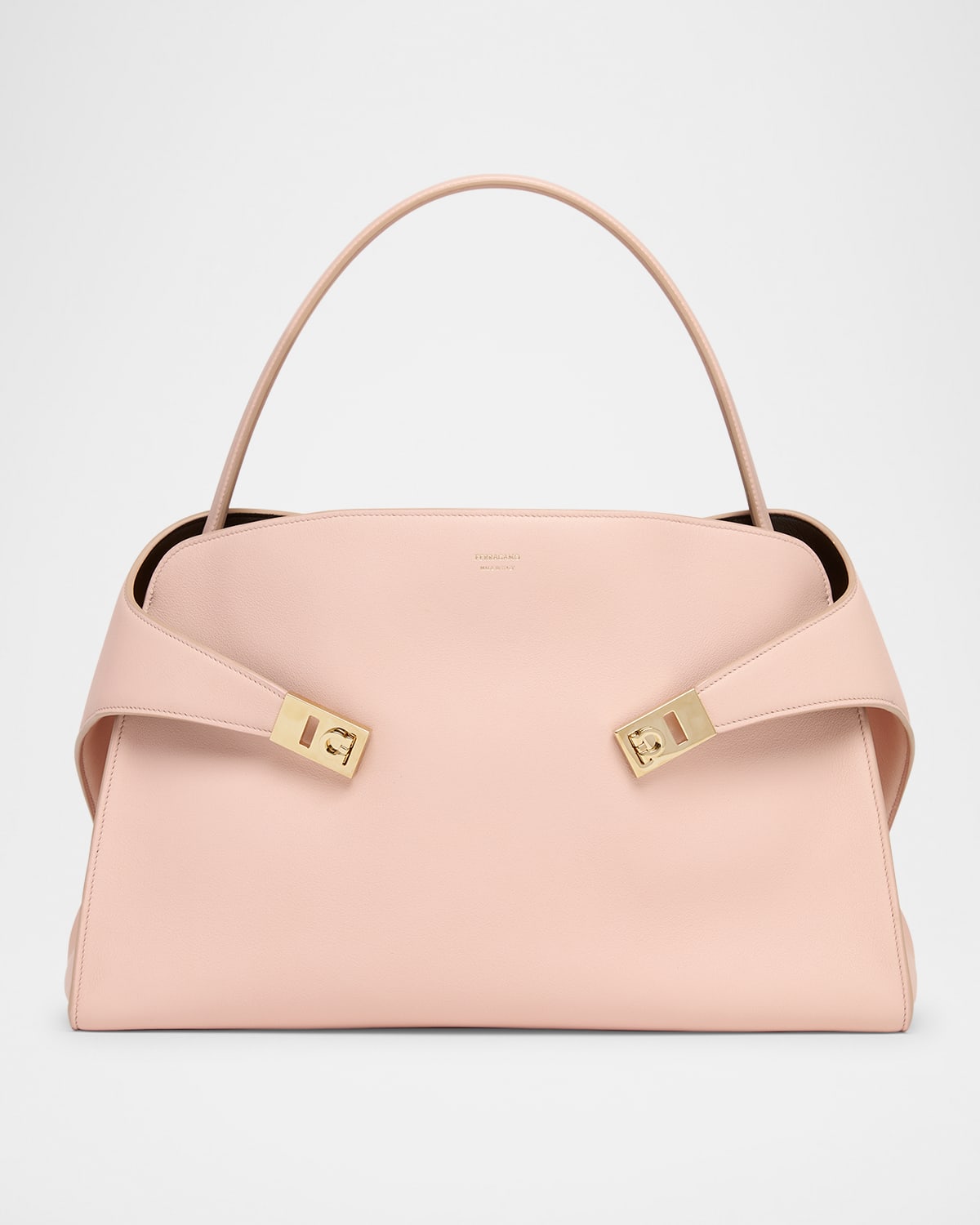 FERRAGAMO MEDIUM HUG SOFT LEATHER BICOLOR SHOULDER BAG 