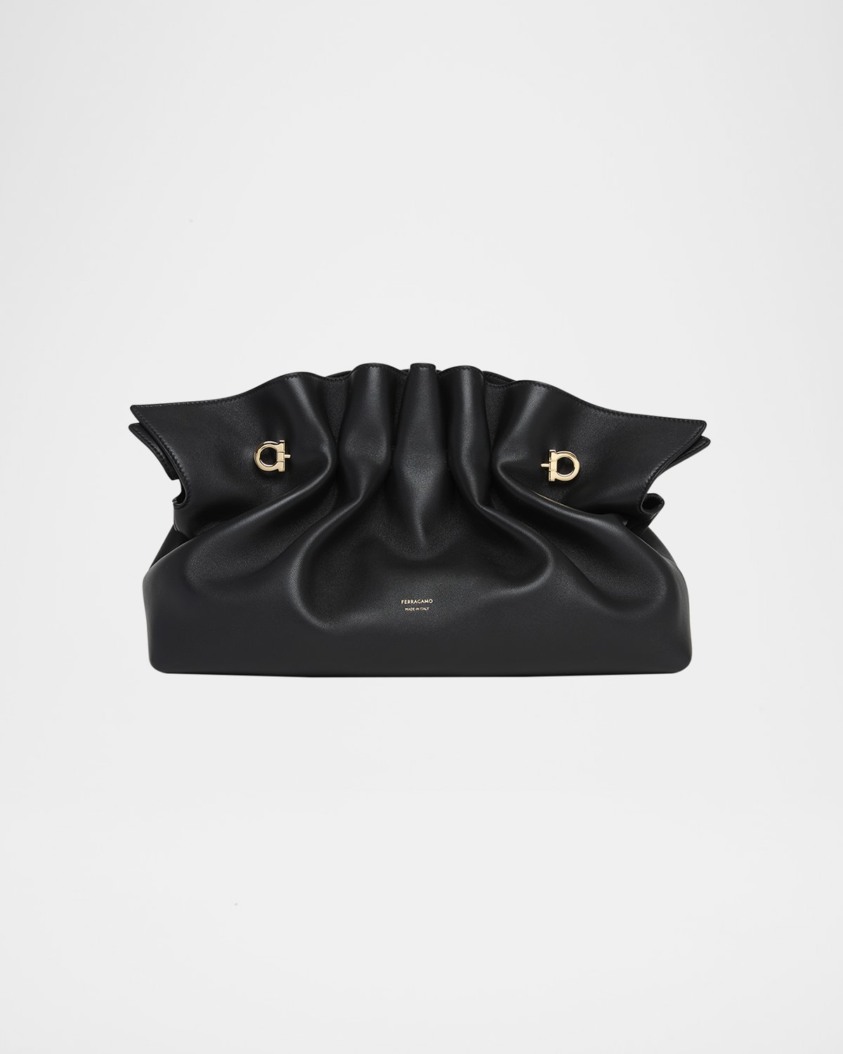 Shop Ferragamo Medium Gancio Piercing Shoulder Bag In Nero