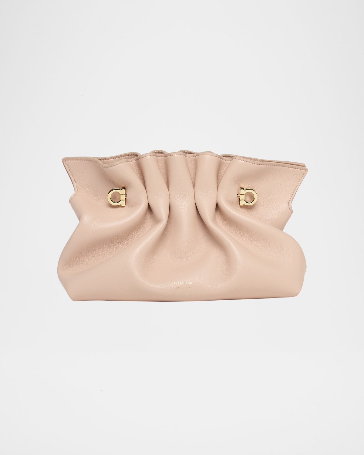 Ferragamo Small Gancio Piercing Soft Leather Shoulder Bag In Plaster