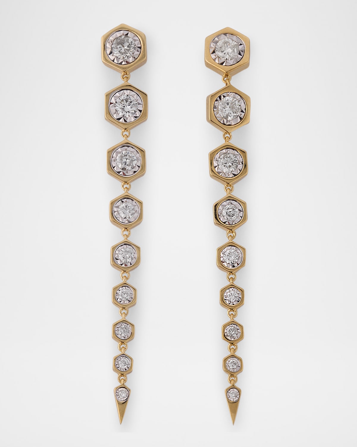 Kastel Jewelry 14K Yellow Gold Illusion Bezel Octagon Diamond Drop Earrings