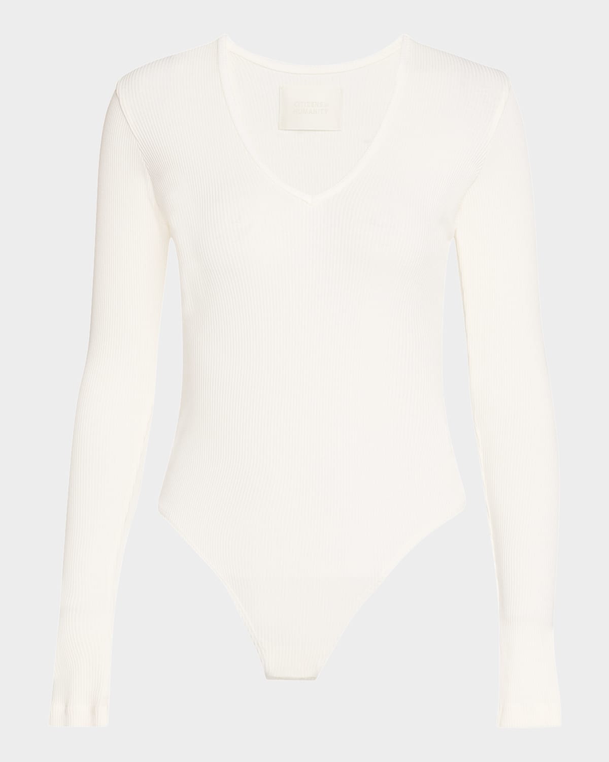 Citizen Of Humanity Helsa Ribbed Deep-v Bodysuit In Pashmina