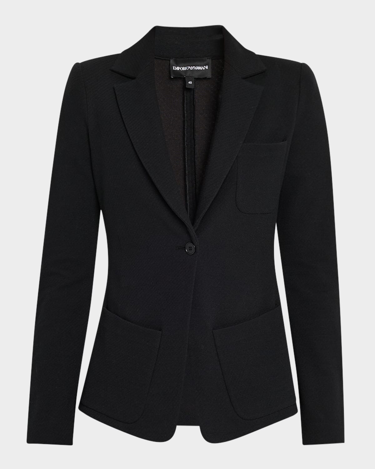 Emporio Armani Single-button Stretch Jersey Jacket In Black
