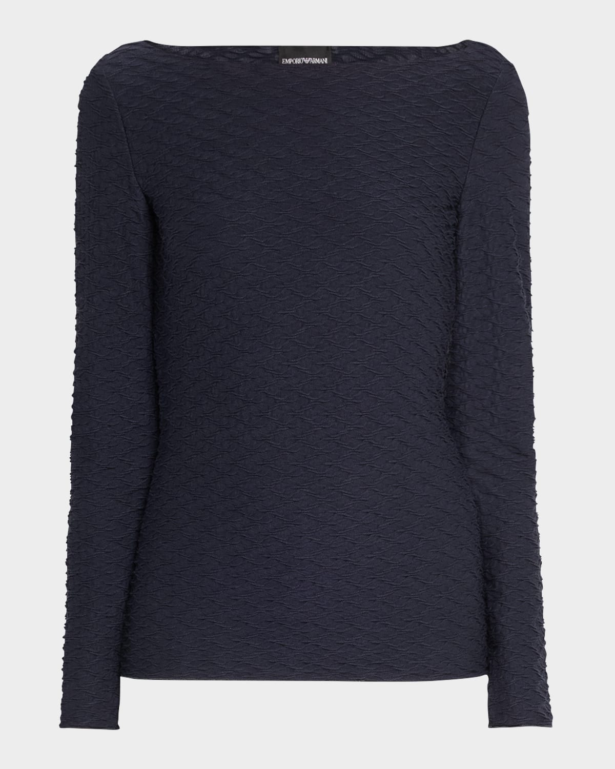 EMPORIO ARMANI BATEAU-NECK TEXTURED JERSEY BLOUSE 