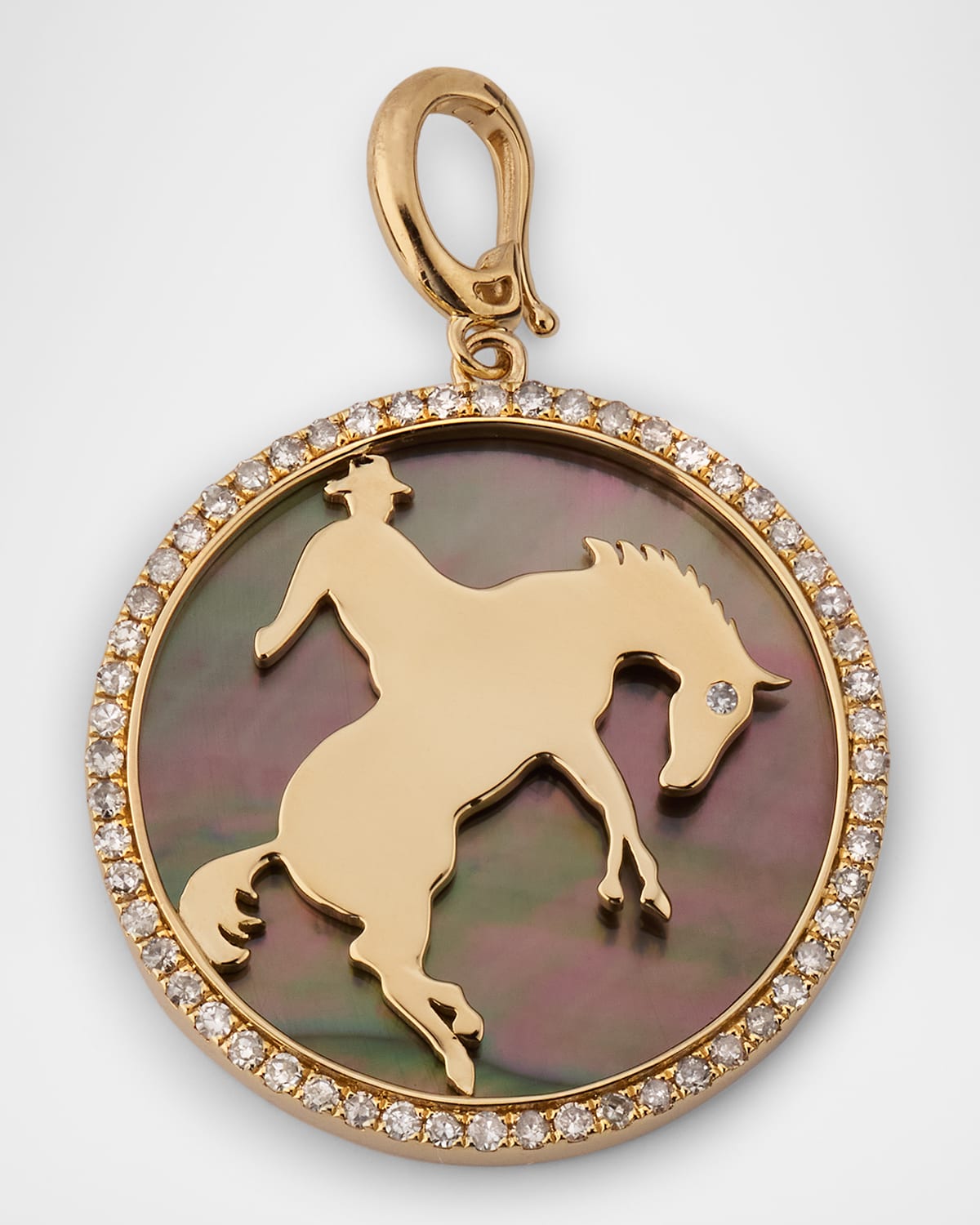 14K Yellow Gold Rodeo Diamond and Gray Mother-of-Pearl Pendant
