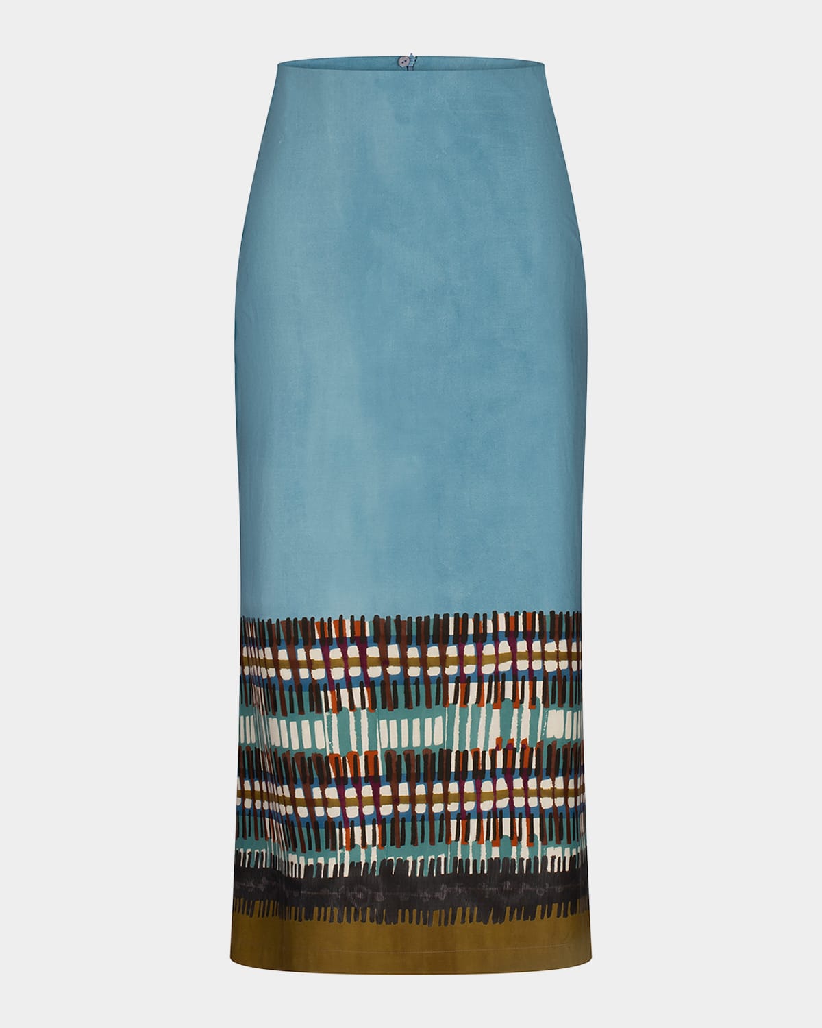 Silvia Tcherassi Atira Printed Midi Skirt In Aqua Olive Plaid