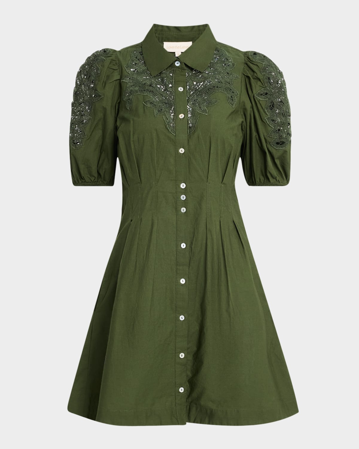 Love The Label Marta Embroidered Mini Shirtdress In Olive