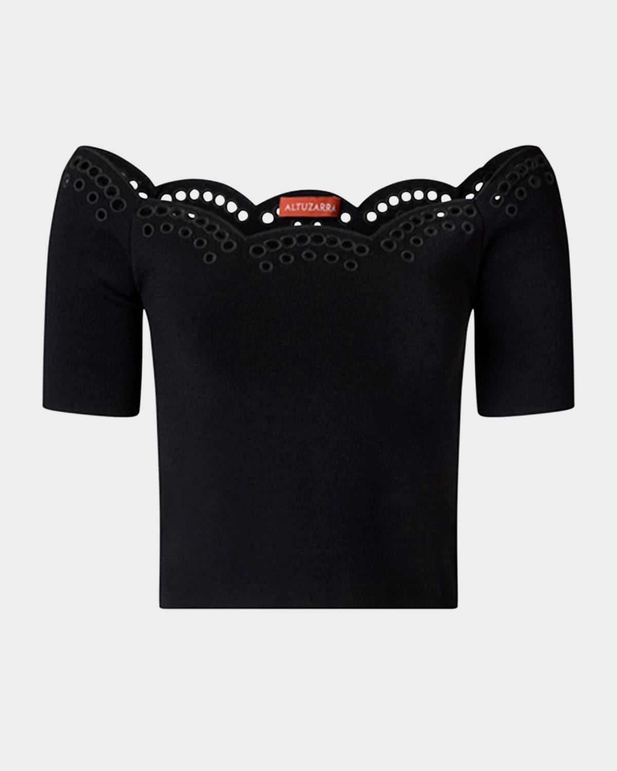 Altuzarra Posy Embroidered Knit Off-the-shoulder Top In Black